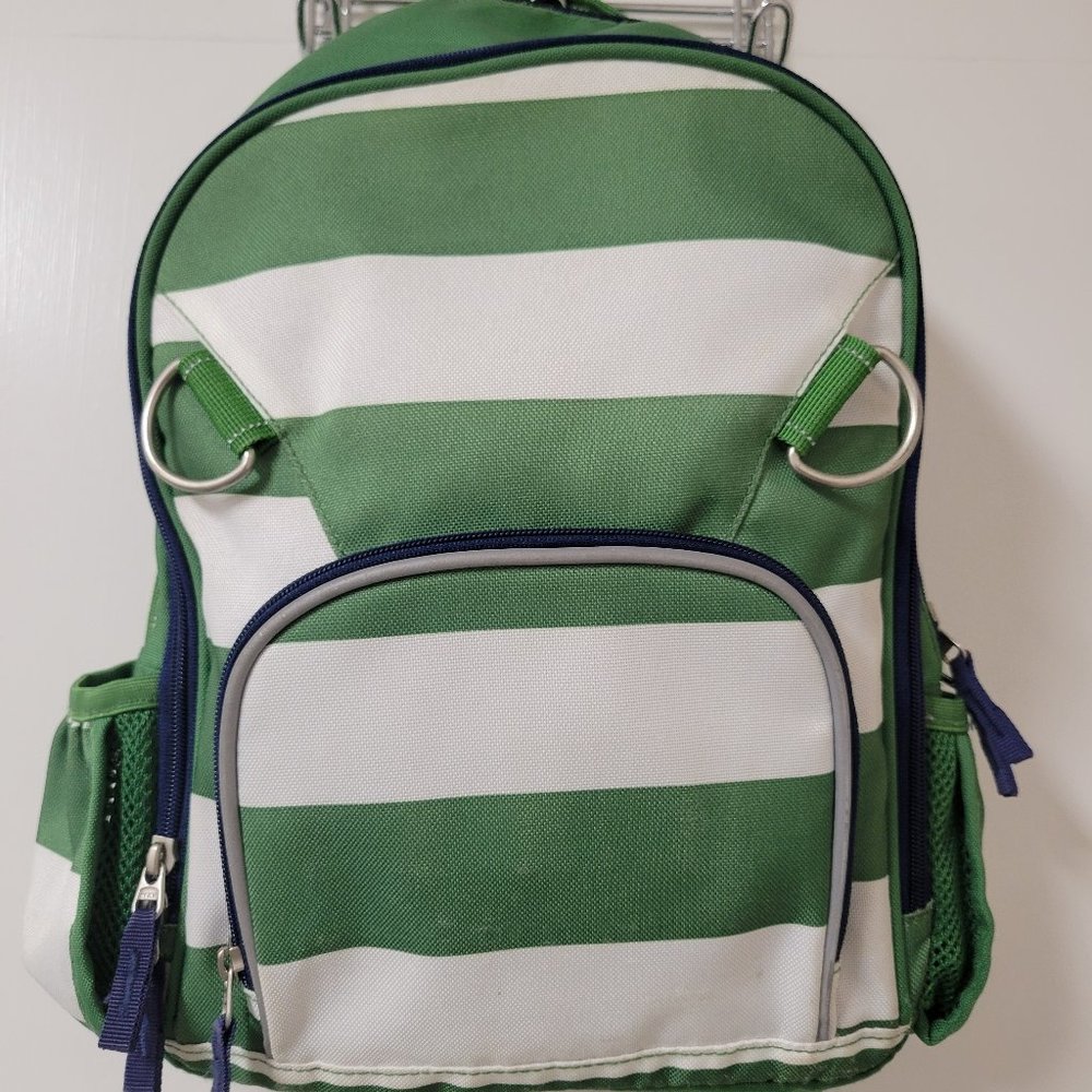 Pottery Barn Kids Backpack kelly green & white stripe